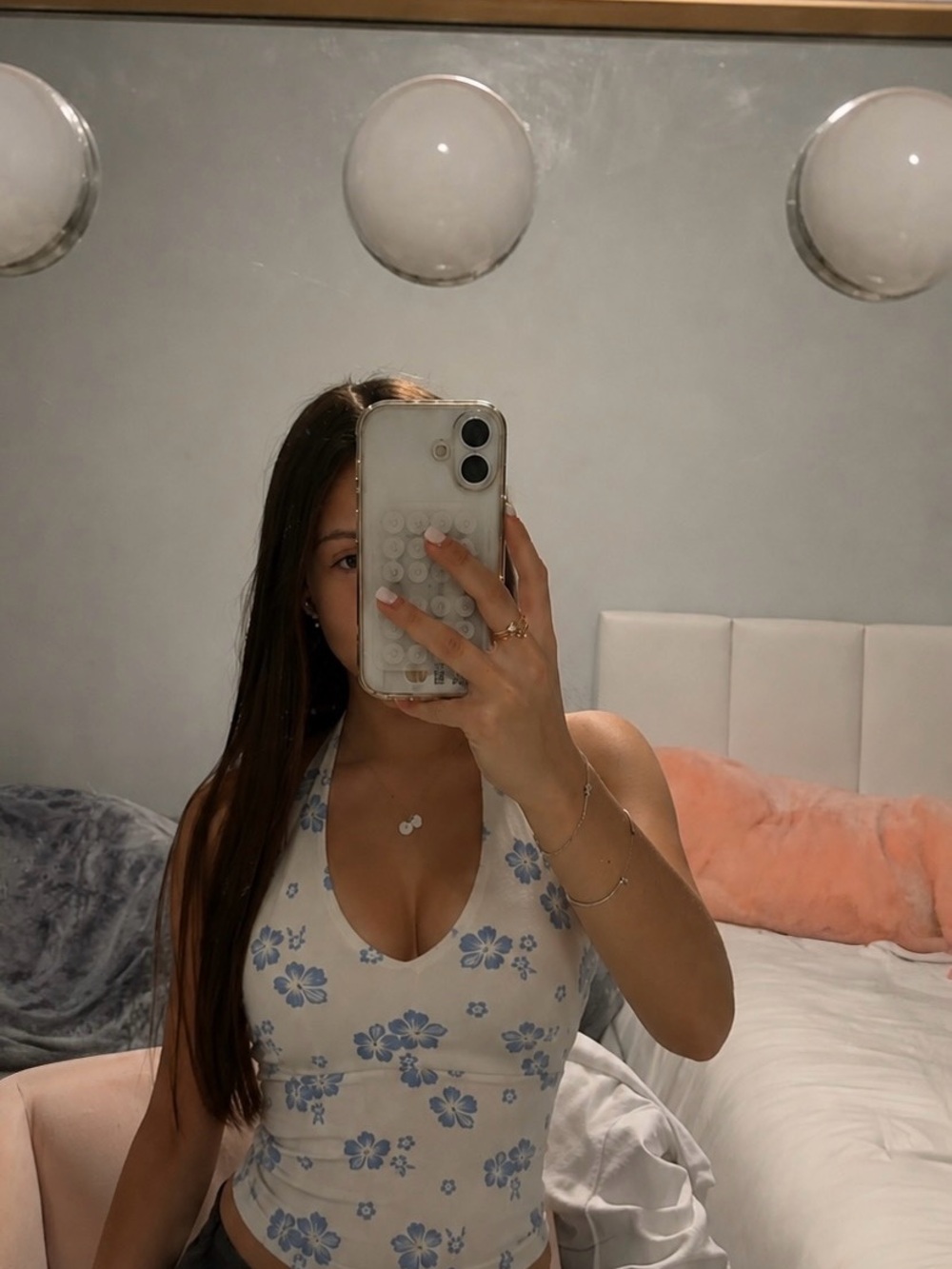 Hollister Blue Floral Halter Top – Size XS